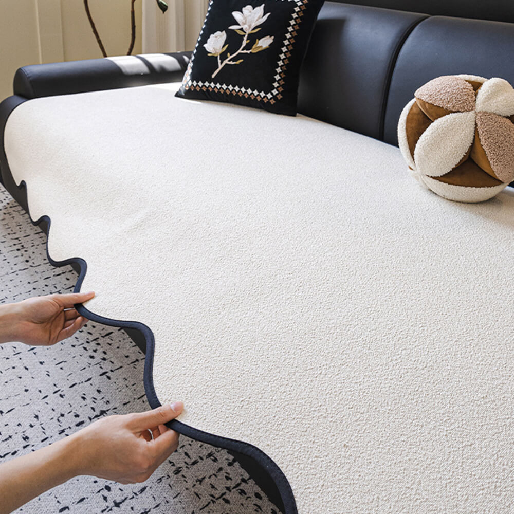 Waterproof Teddy Fleece Non-Slip Straight Couch Cover