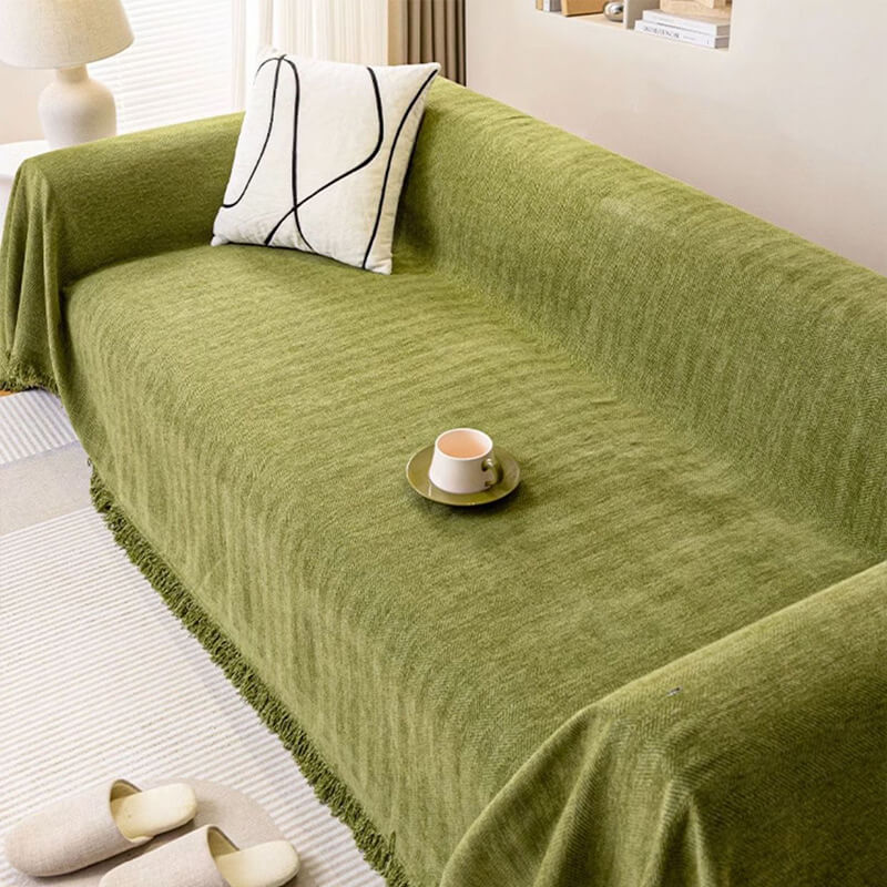 Cobertura completa Herringbone Chenille Sofá Protección de la cubierta del sofá resistente al desgaste