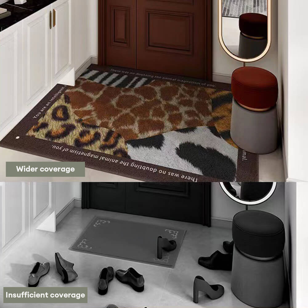 Animal Print Anti-Stain Non-Slip Front Door Mat for Muddy Dog Paws
