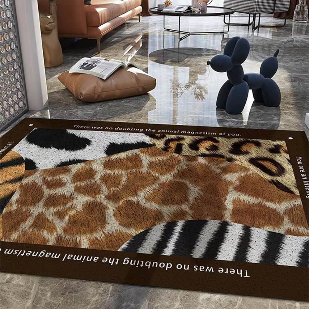 Animal Print Anti-Stain Non-Slip Front Door Mat for Muddy Dog Paws