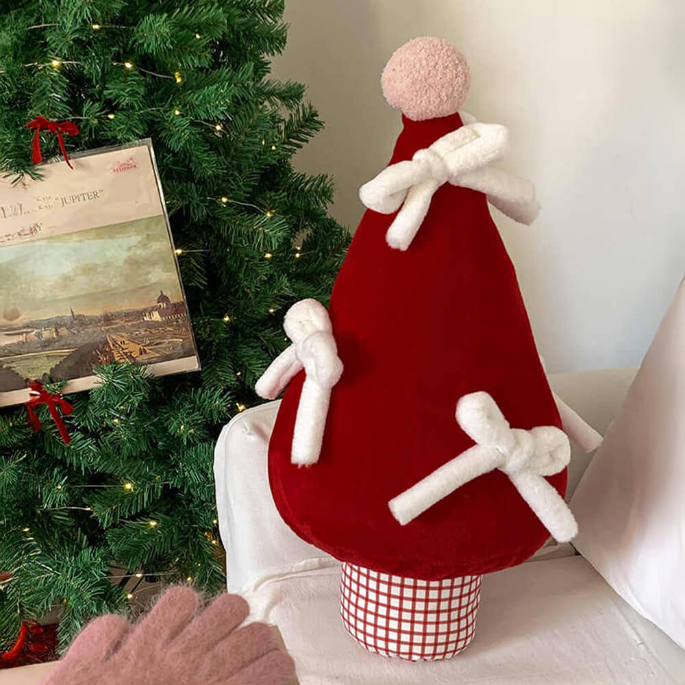 Árbol de Navidad Decoración grande Bowknot Almohada de sofá para el hogar multifuncional