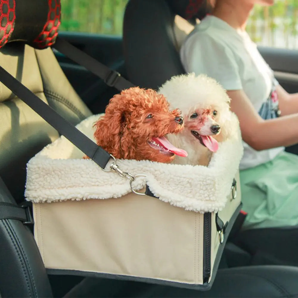 Cozy Foldable Booster Dog Car Seat with Washable Lining for Small Pets Travel Safety