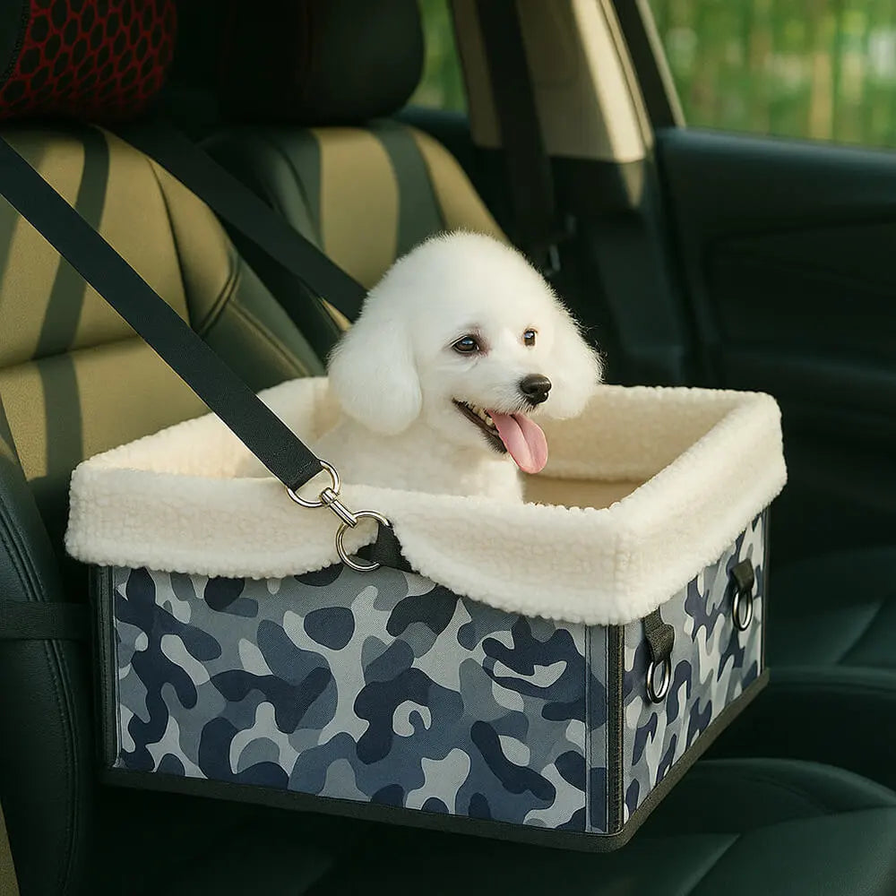 Cozy Foldable Booster Dog Car Seat with Washable Lining for Small Pets Travel Safety