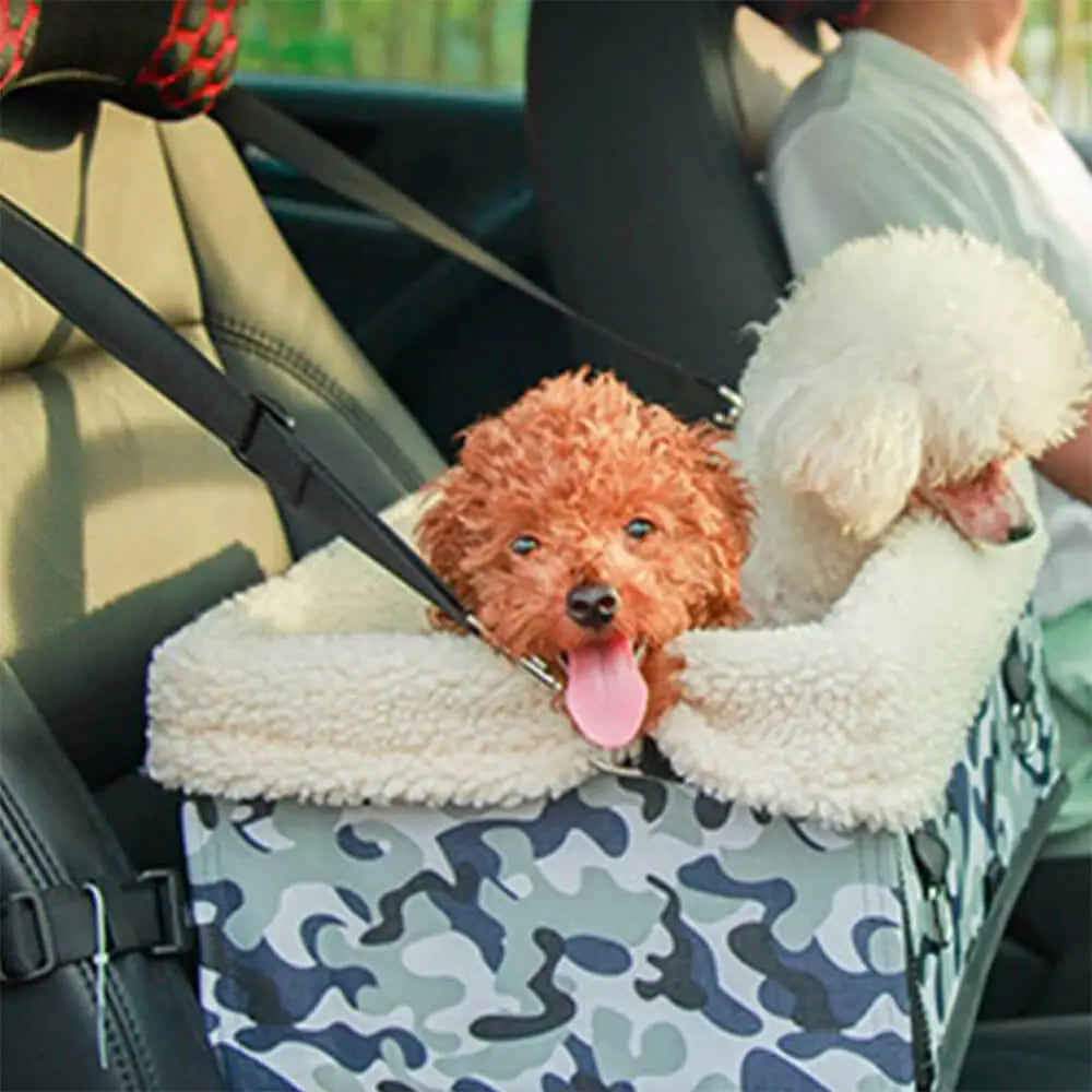 Cozy Foldable Booster Dog Car Seat with Washable Lining for Small Pets Travel Safety