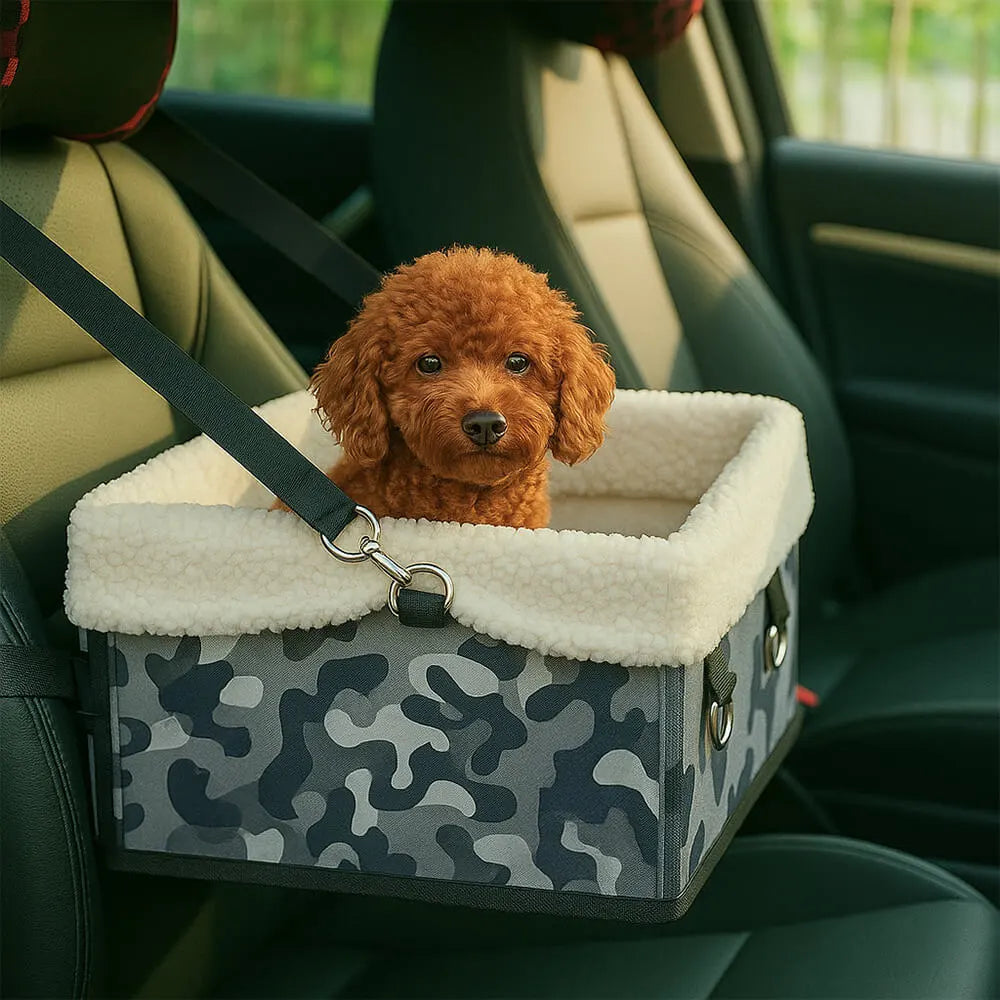 Cozy Foldable Booster Dog Car Seat with Washable Lining for Small Pets Travel Safety