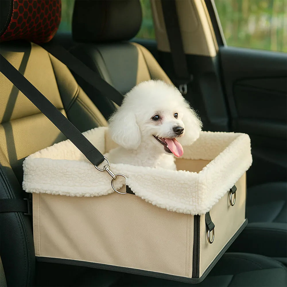 Cozy Foldable Booster Dog Car Seat with Washable Lining for Small Pets Travel Safety