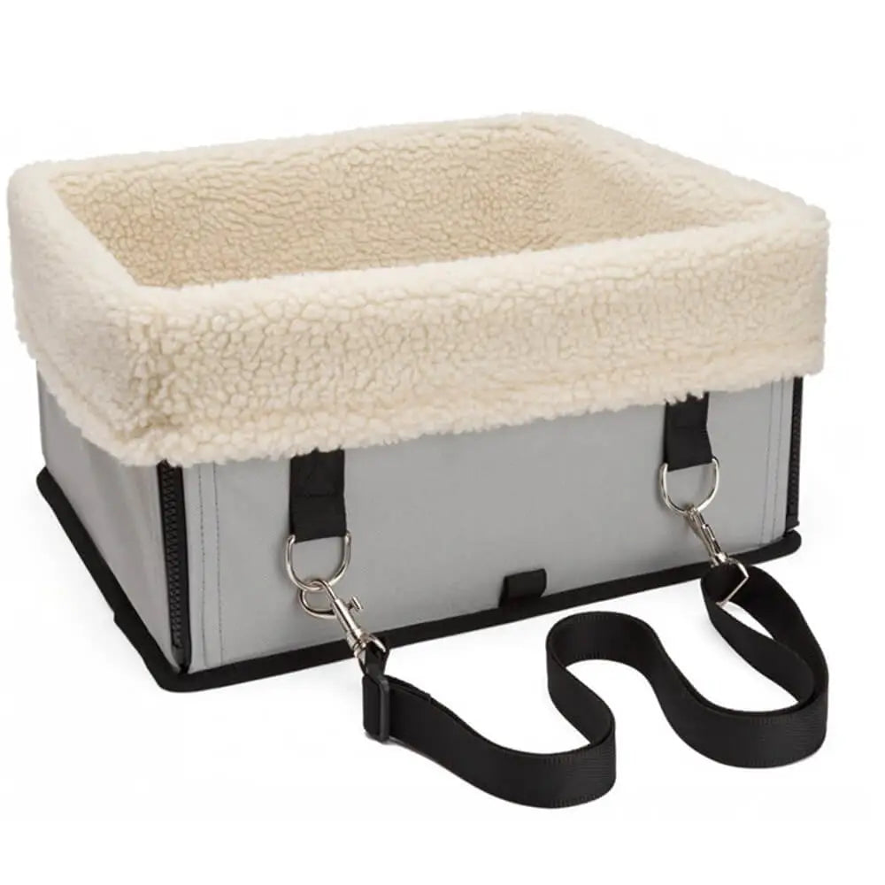Cozy Foldable Booster Dog Car Seat with Washable Lining for Small Pets Travel Safety