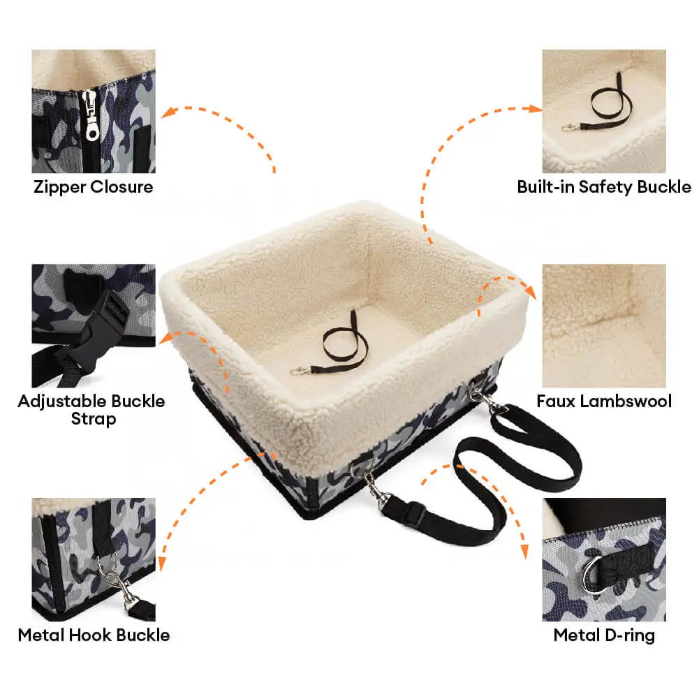 Cozy Foldable Booster Dog Car Seat with Washable Lining for Small Pets Travel Safety