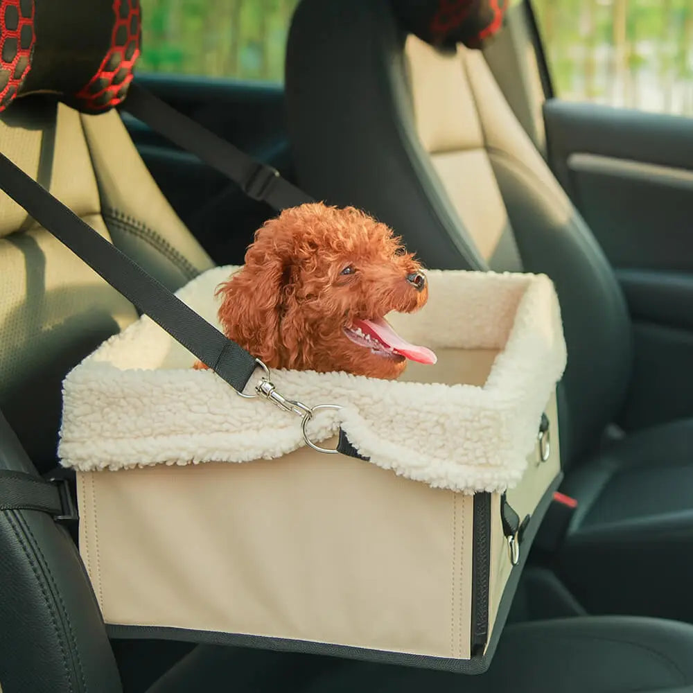 Cozy Foldable Booster Dog Car Seat with Washable Lining for Small Pets Travel Safety