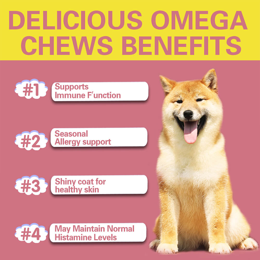 Dog Omega Soft Chews Healthy Skin & Coat Supplement - 120 Count
