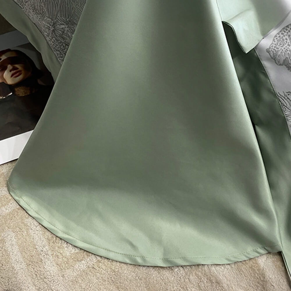 Elegant Toile Print Silky Cooling Duvet Cover Bed Sheet Set