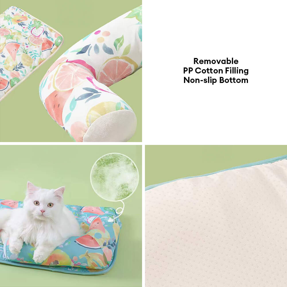 Fruit Print Cooling Ice Silk Dog & Cat Mat with Pillow