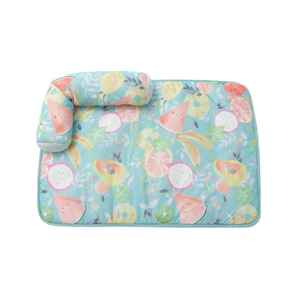Fruit Print Cooling Ice Silk Dog & Cat Mat with Pillow