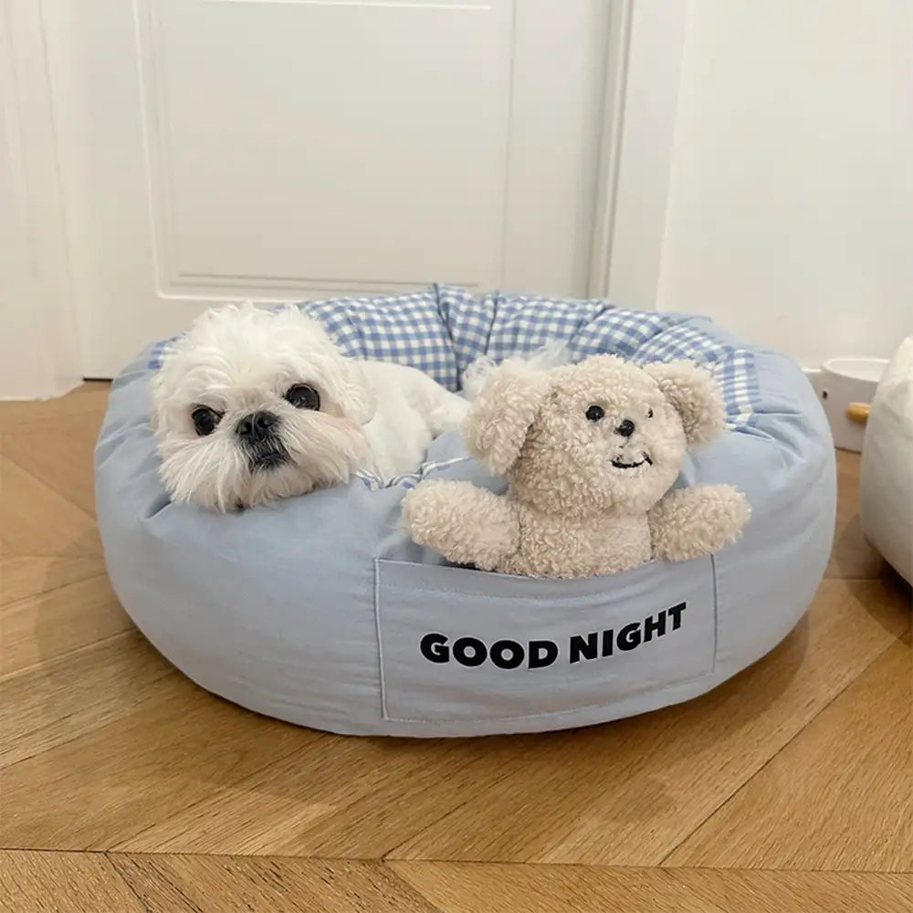 Goodnight Deep Sleep All-around Calming Dog Bed with Bear Toy