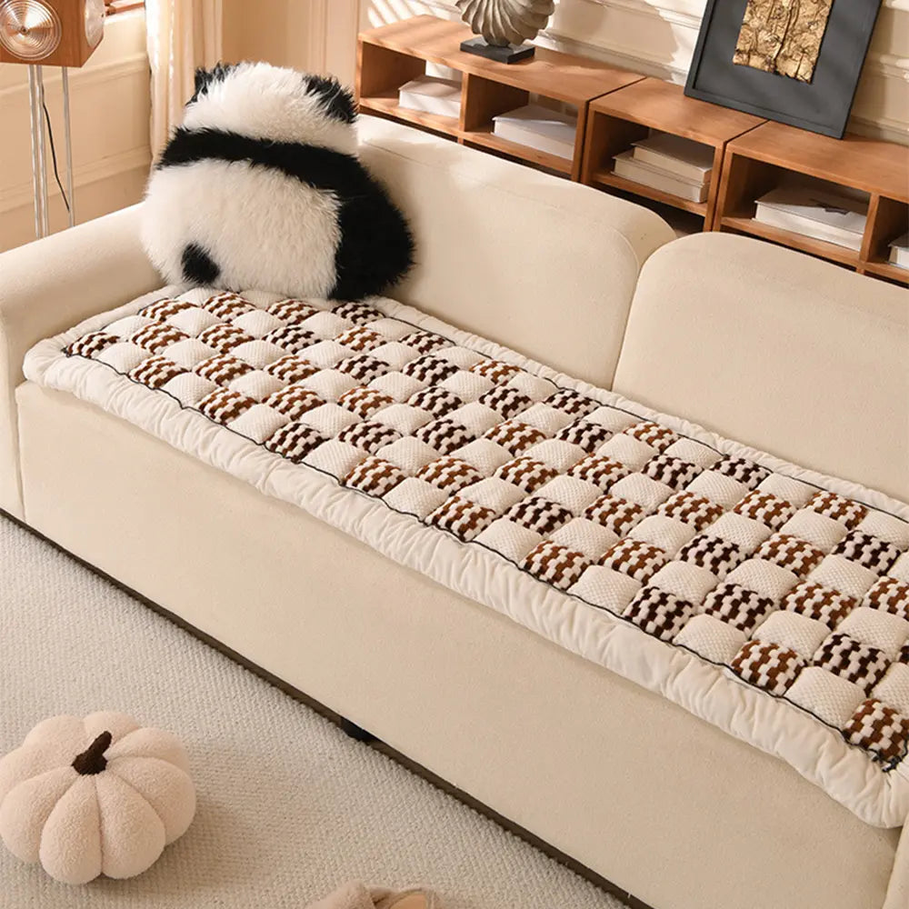 Handmade Plush Checkerboard Pet Mat Comfortable Couch Cover