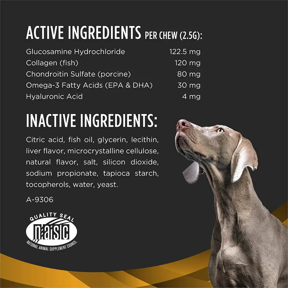 Hip and Joint Health Supplement Chews for Large Dogs – 30 Count Pouch for Glucosamine Support