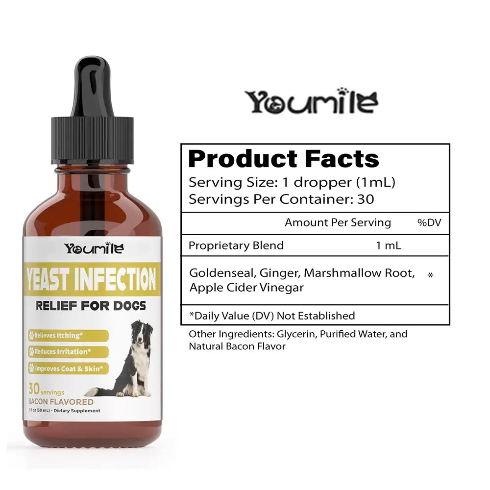 Itchy Skin & Ear Treatment Relieves Itching and Allergy - Yeast Infection Drops Supplement for Dogs