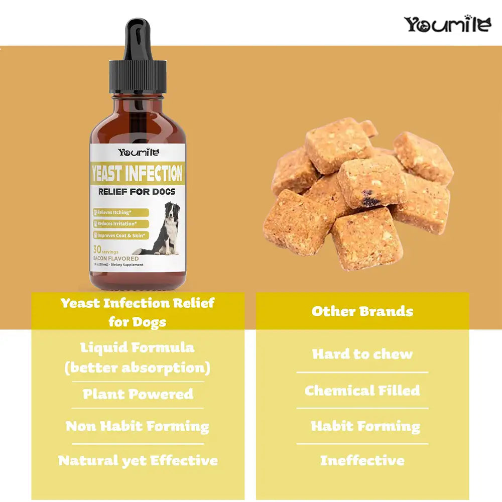 Itchy Skin & Ear Treatment Relieves Itching and Allergy - Yeast Infection Drops Supplement for Dogs