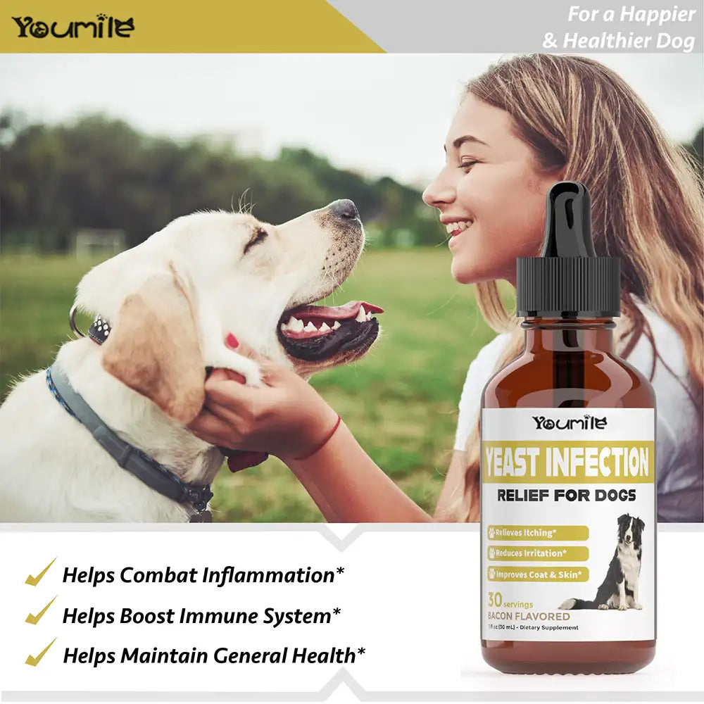 Itchy Skin & Ear Treatment Relieves Itching and Allergy - Yeast Infection Drops Supplement for Dogs