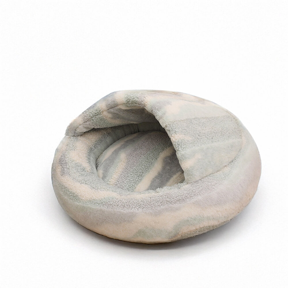 Luxury Marble Striped Cozy Semi-Enclosed Cave Dog & Cat Bed