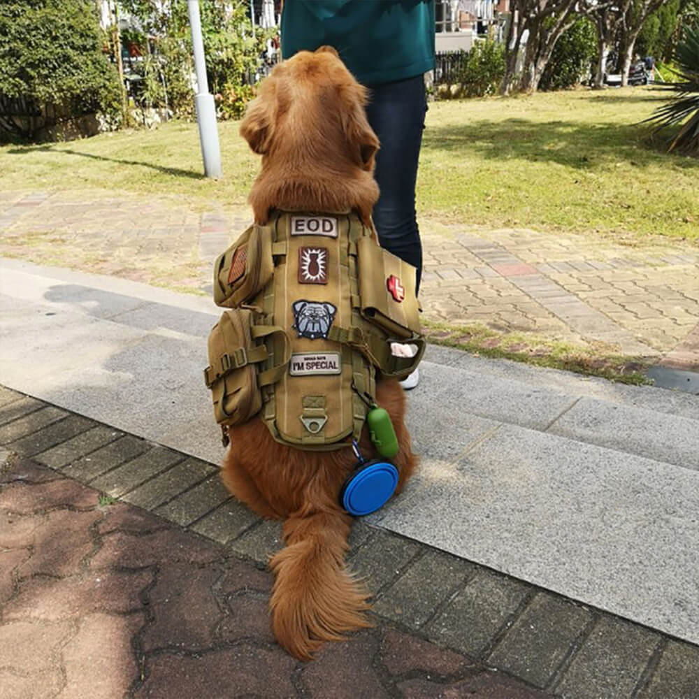 Military-Style Tactical Dog Vest with Adjustable Straps