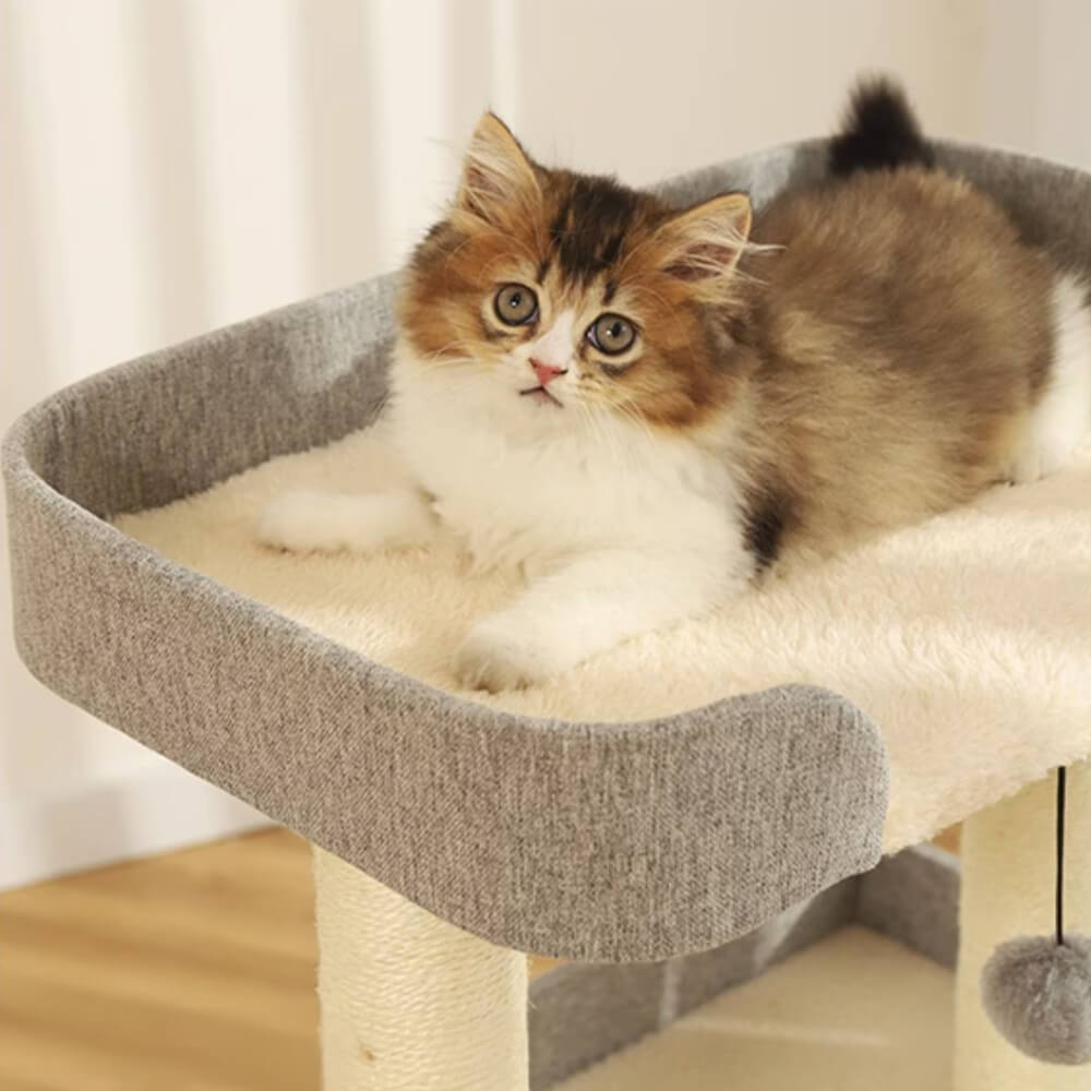 Árbol de gato sisal de sisal de tres niveles minimalista de tres niveles