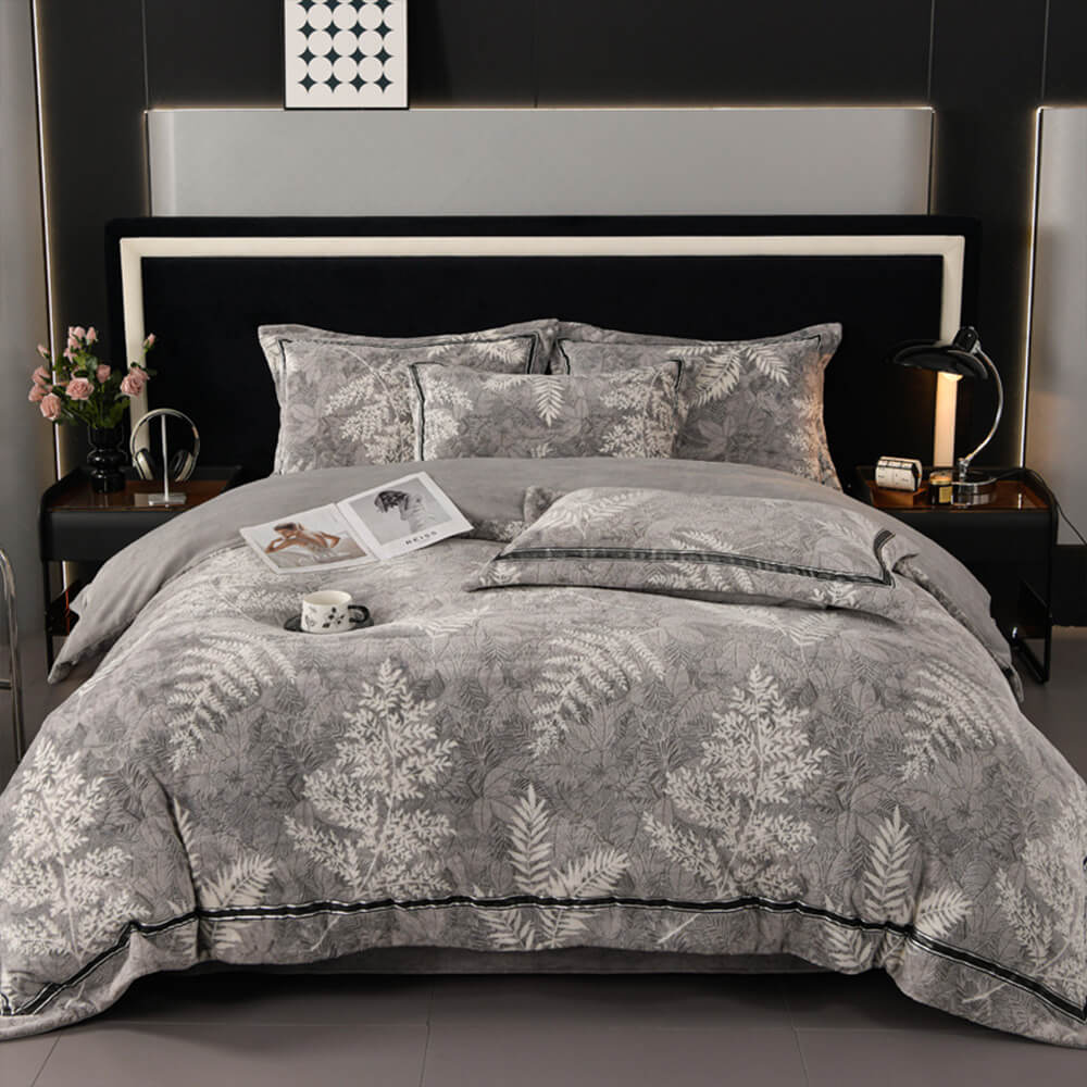 Juego de cama de camarera de terciopelo de terciopelo recortado floral estereoscópico suave y estereoscópico premium