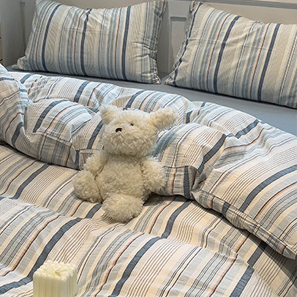 Modern Vertical Stripe Comfort Duvet Cover Bed Sheet Set