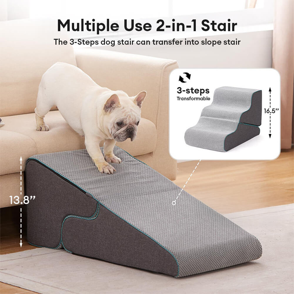 Multifunctional 2-in-1 Foldable Dog Stairs with Ramp Mode