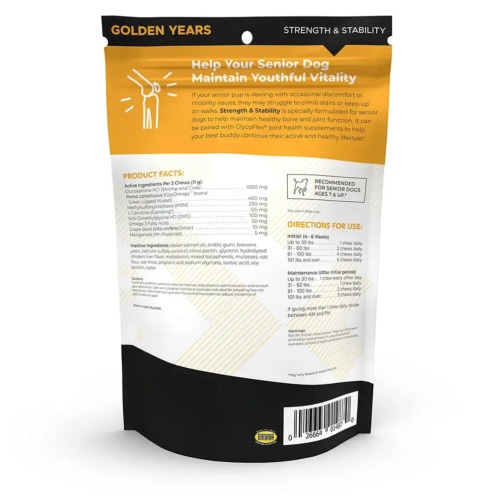 Senior Dog Daily Multivitamin Chews – 60 Count Pouch for Mobility, Hip & Joint Health, Strength