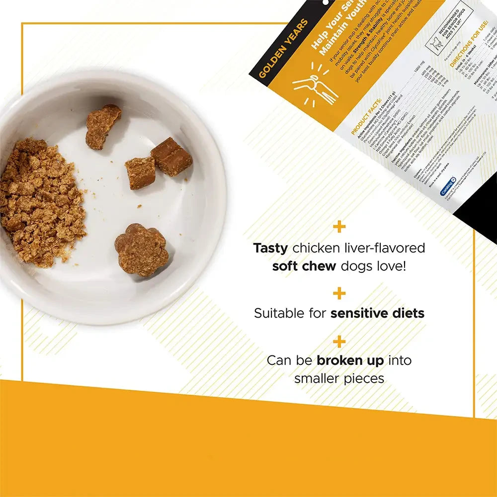 Senior Dog Daily Multivitamin Chews – 60 Count Pouch for Mobility, Hip & Joint Health, Strength