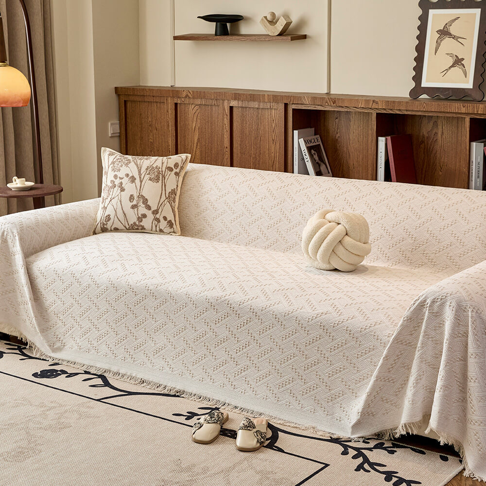 Soft T-Pattern Cotton Gauze Sofa Drape Throw Couch Cover