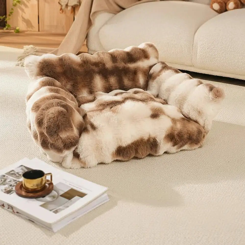 Tie-Dye Color Fluffy Plush Lazy Comfortable Dog & Cat Sofa Bed