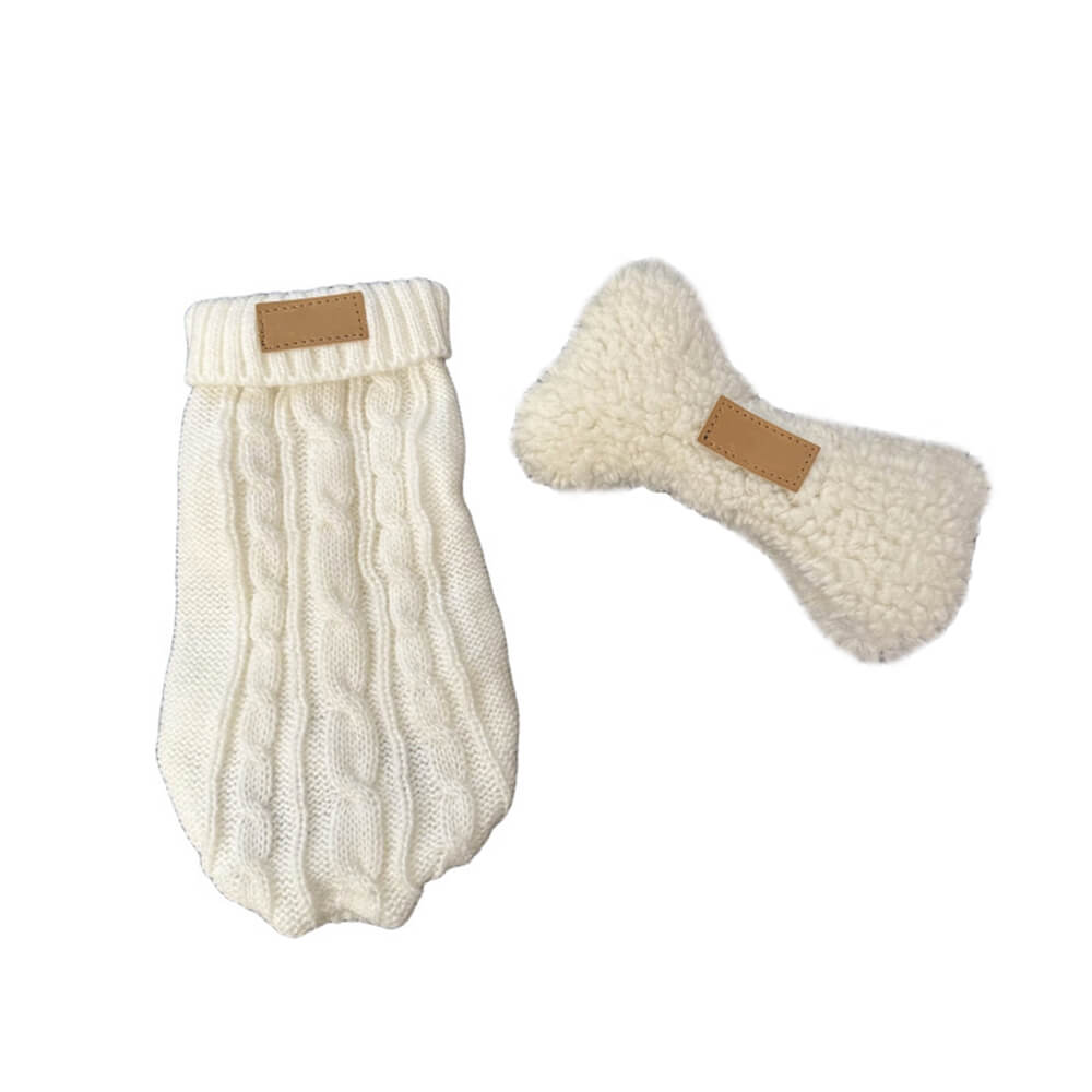 Botas de bufanda de suéter de sombrero de perro y gato cálidos juguete set de cinco piezas