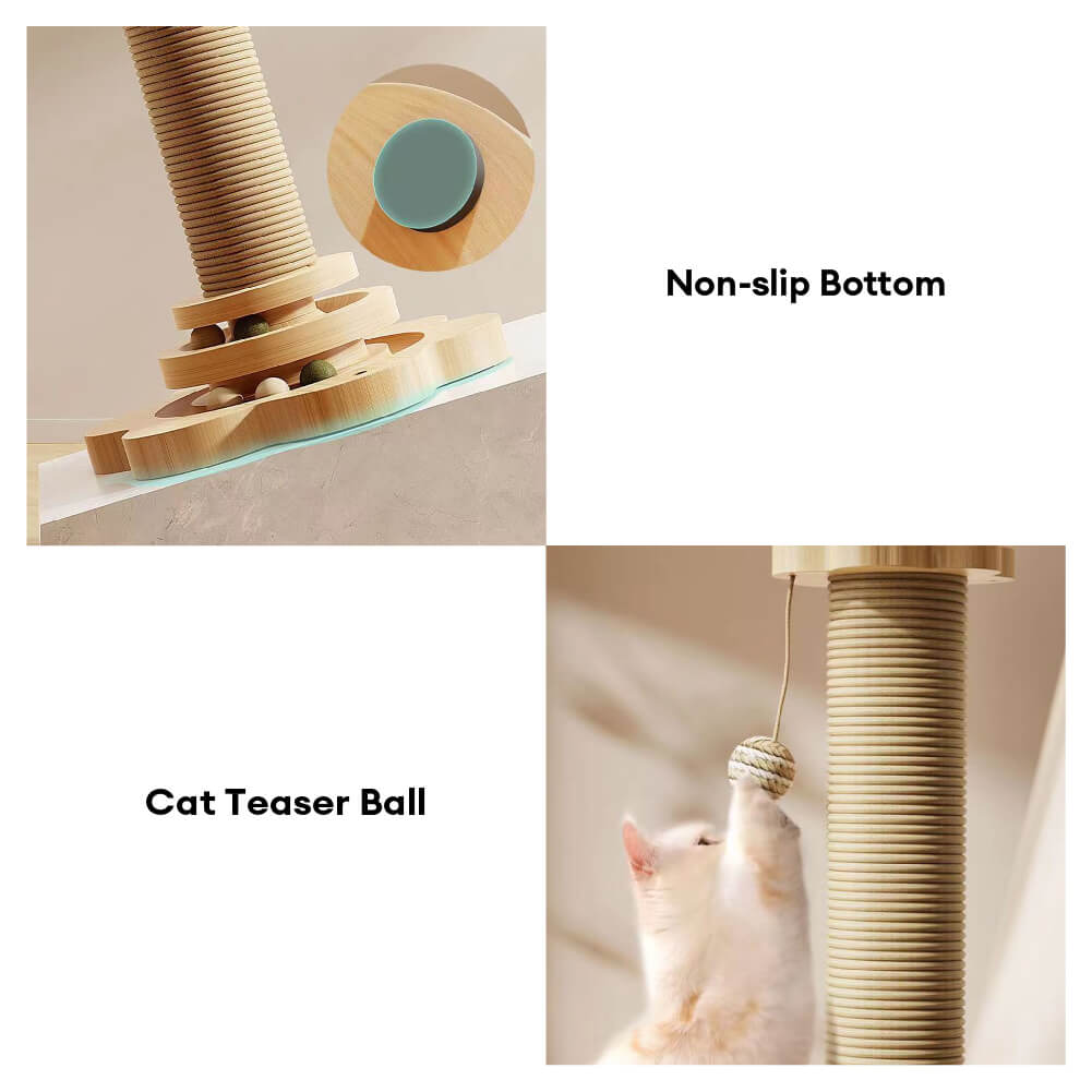 Sturdy Cat Scratching Post with Rotating Track and Teaser Ball