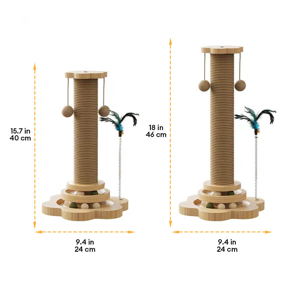 Sturdy Cat Scratching Post with Rotating Track and Teaser Ball