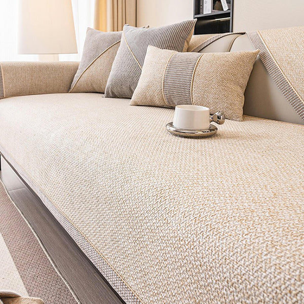 Breathable Woven Cotton Linen Non-Slip Couch Cover