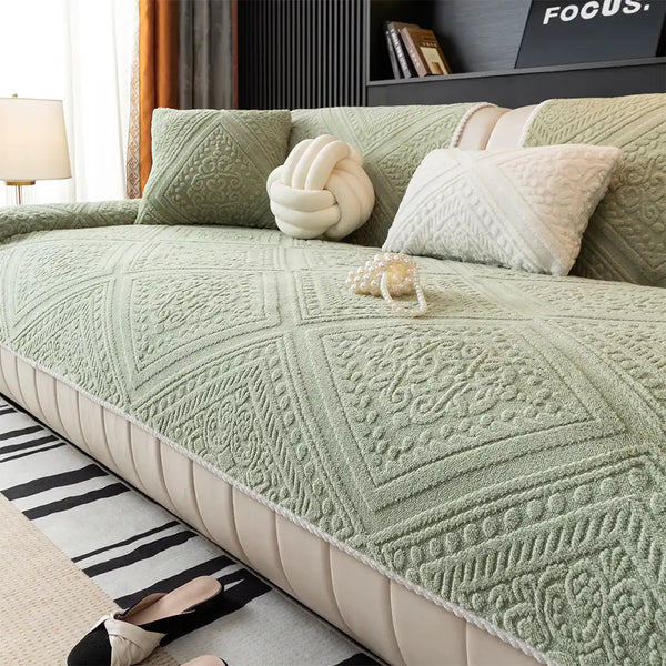 Nordic Style Carved Plush Decorative Non-Slip Couch Cover