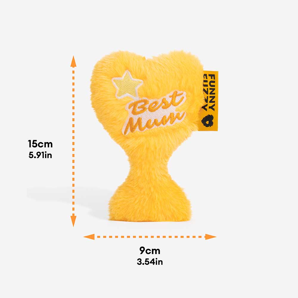 Mother’s Day Plush Squeaky Heart Dog Toy - Best Mum Trophy