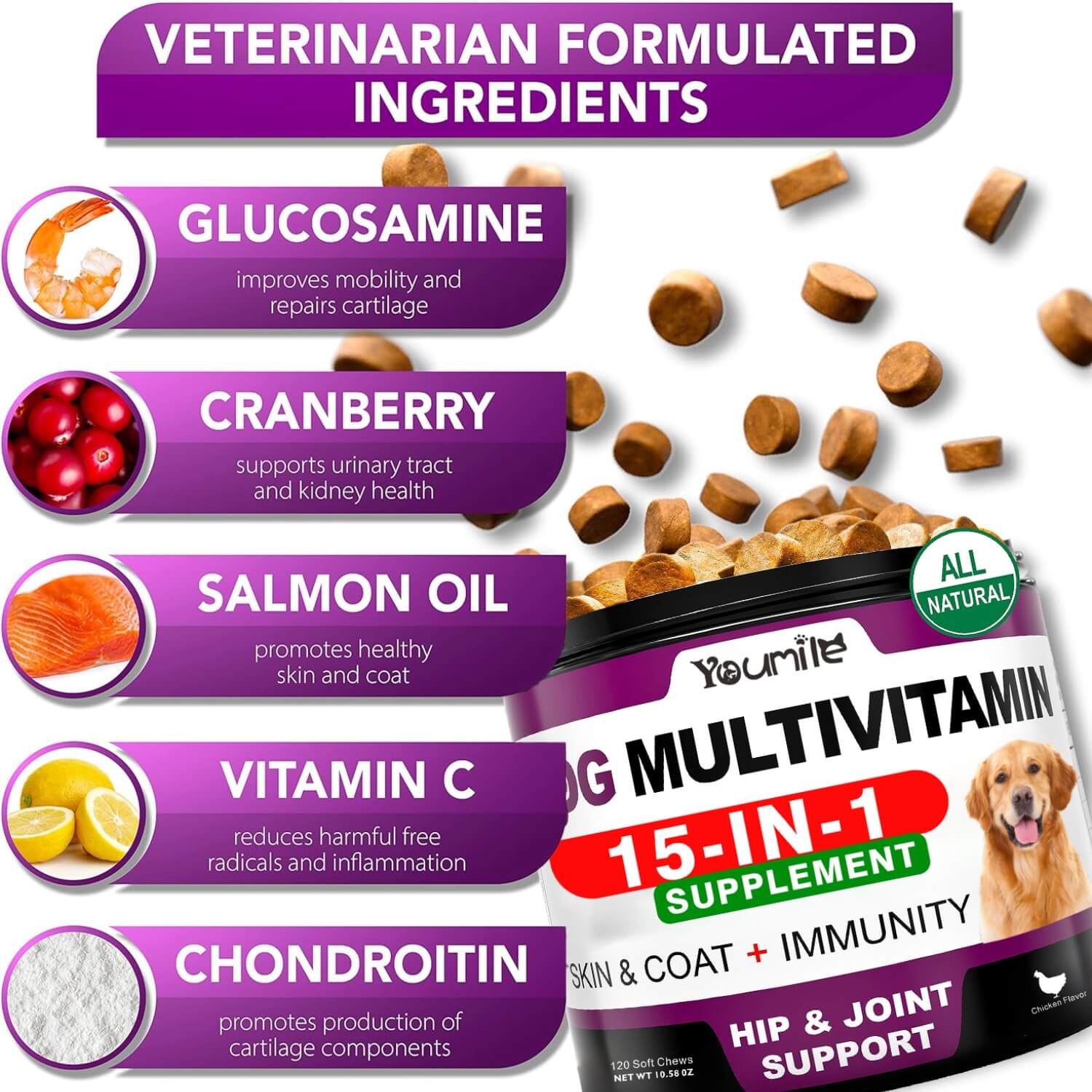 Multivitamin Soft Chews for Dogs - Daily Supplement for Overall Health and Wellness