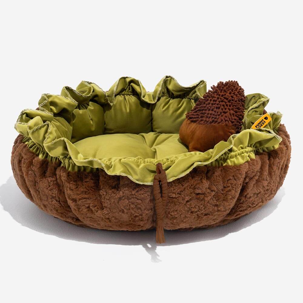 Cama de perros calmante ajustable inspirada en la naturaleza - Nido de felpa