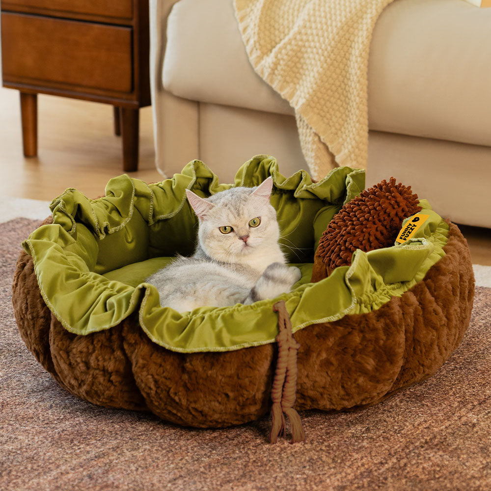 Cama de perros calmante ajustable inspirada en la naturaleza - Nido de felpa