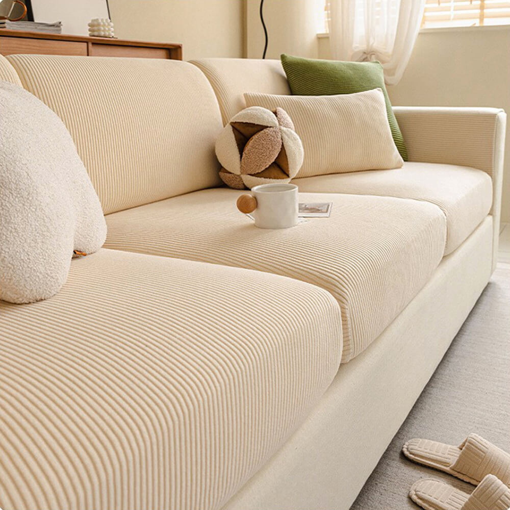 Corton de cuerda de franja vertical anti-scratch estirado cubierta de sofá de cubierta completa