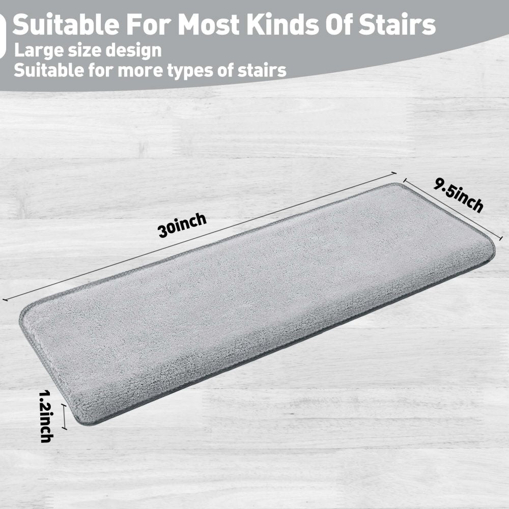 Sólido <tc>Color</tc> Protectores de escalera de felpa con cinta antideslizante y alfombras gratis