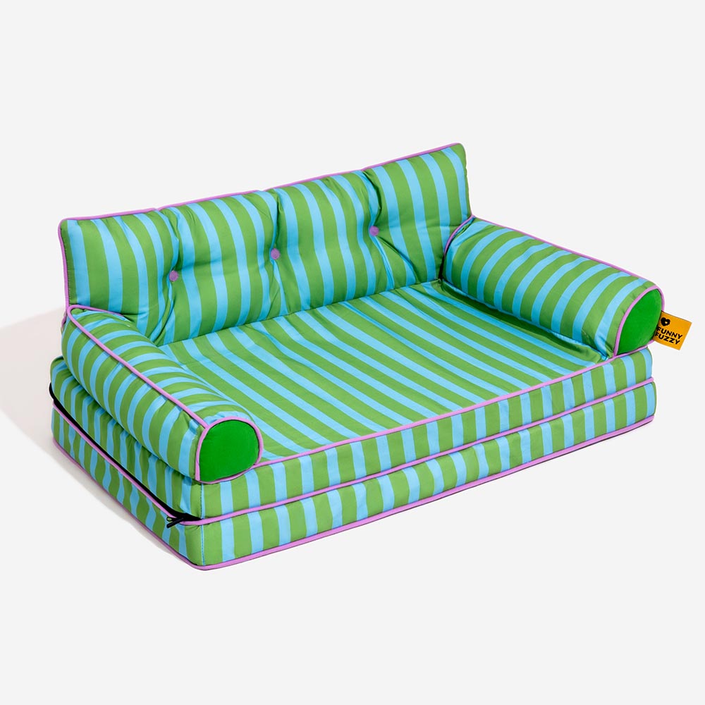 Stripe Waterproof Foldable Large Dog Sofa Bed - Sunny Siesta