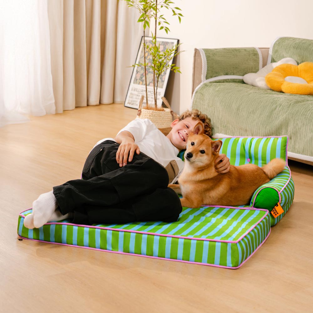 Stripe Waterproof Foldable Large Dog Sofa Bed - Sunny Siesta