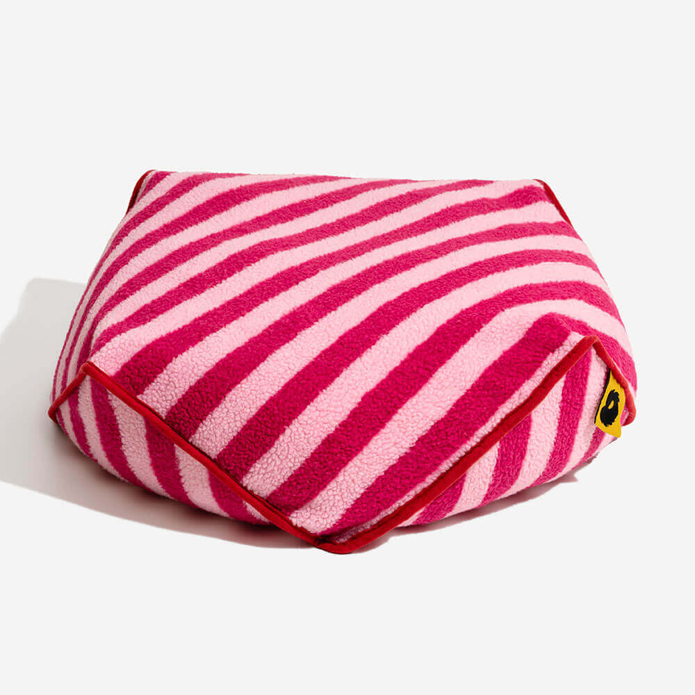 Trendy Striped Pattern Polygonal Calming Bean Bag Dog Bed