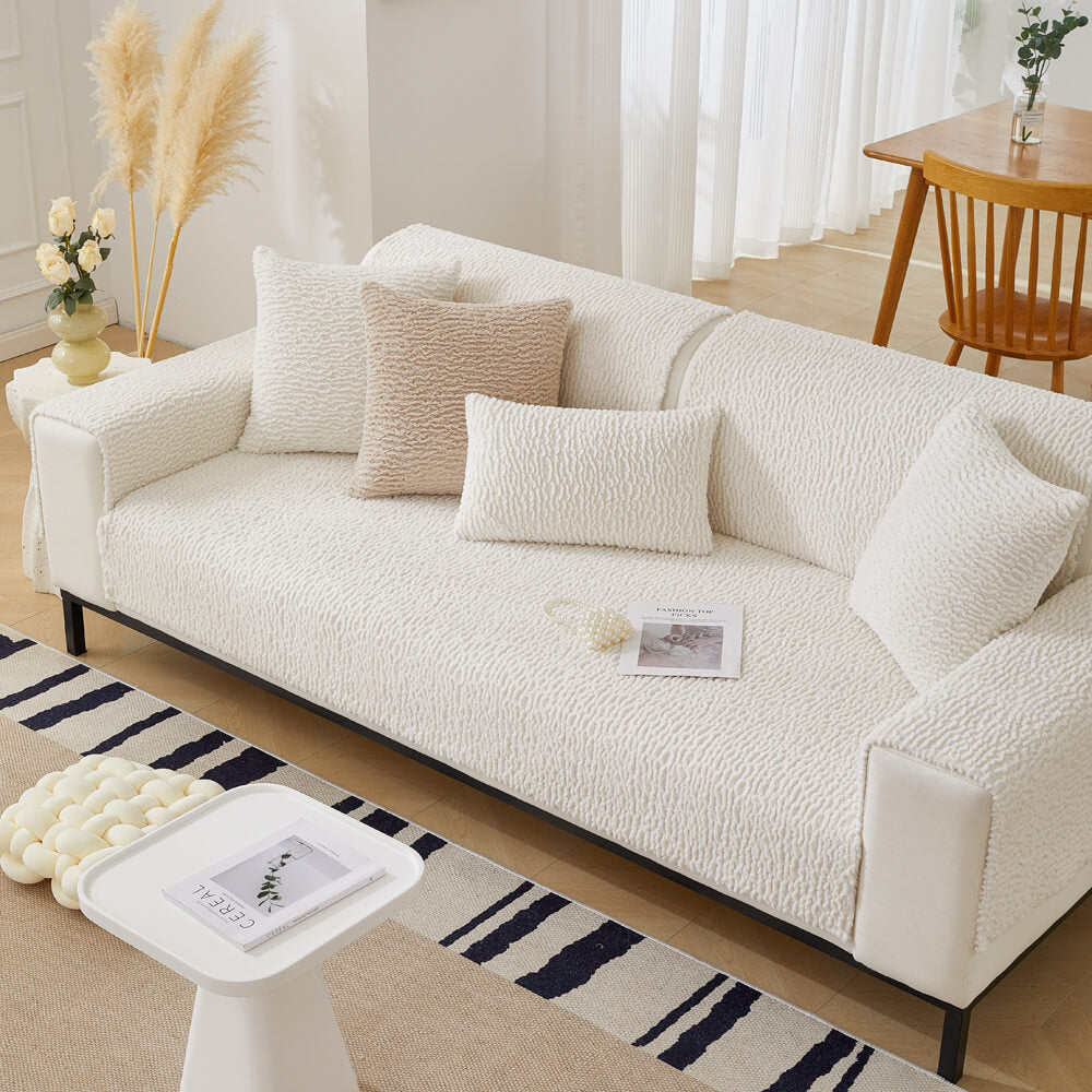 Cream Colour Berber Fleece Anti-Scratch Couch Cover