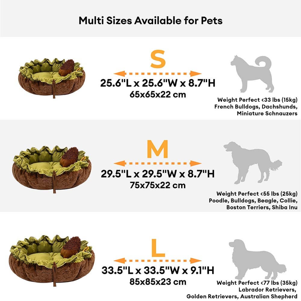 Cama de perros calmante ajustable inspirada en la naturaleza - Nido de felpa