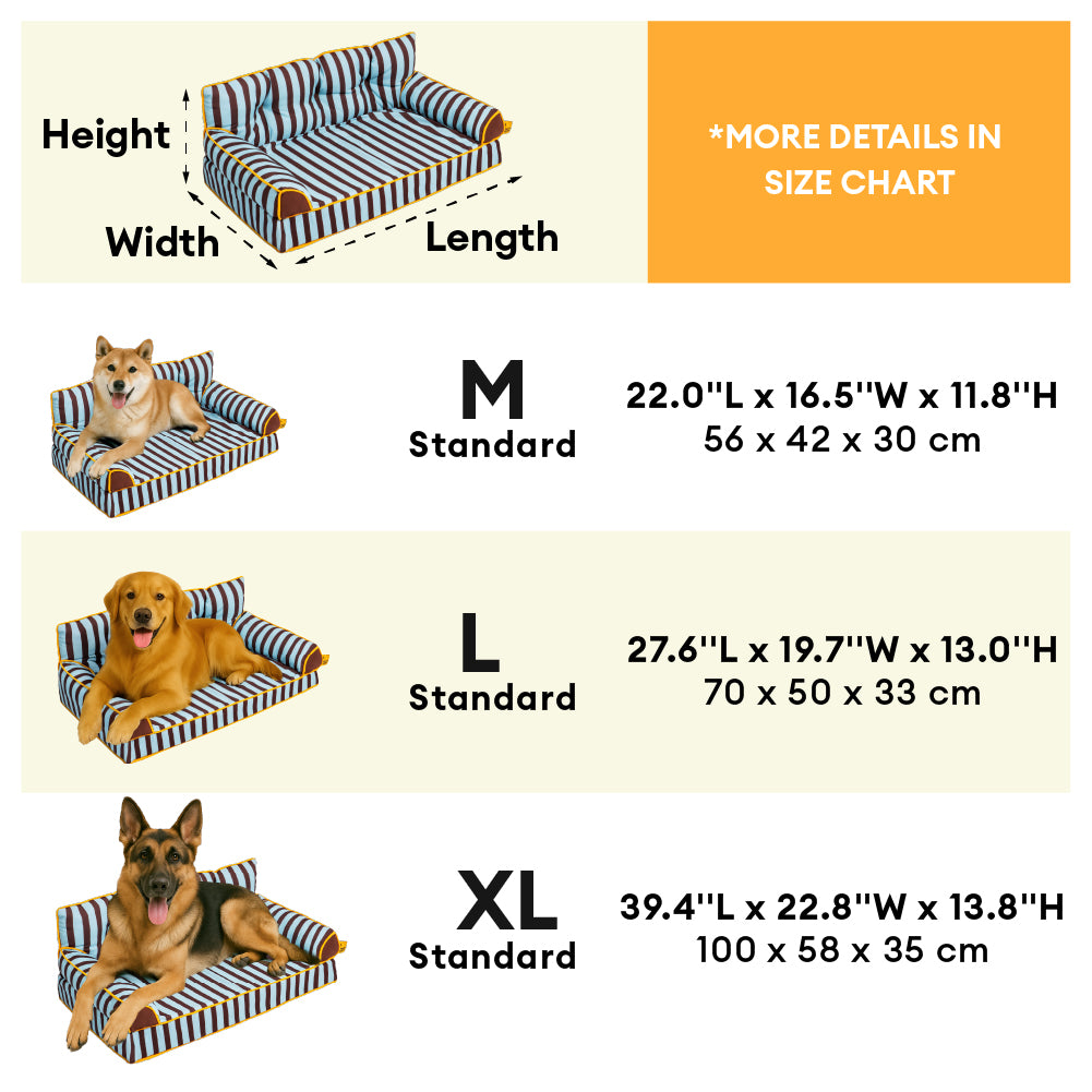 Stripe Waterproof Foldable Large Dog Sofa Bed - Sunny Siesta
